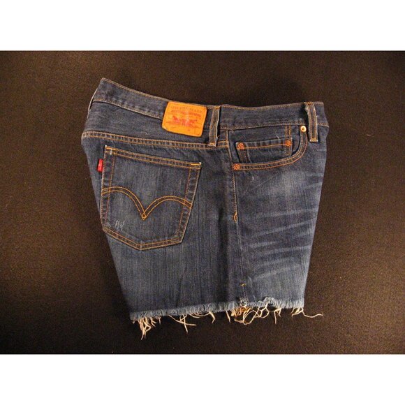 LEVIS 501 CUTOFF JEANS SHORTS Womans 34 MEASURED Blue Denim Daisy Duke Athletic - Picture 3 of 12